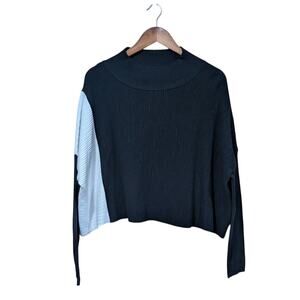 Planet Lauren G Sweater Womens One Size Black White Minimalist Cropped